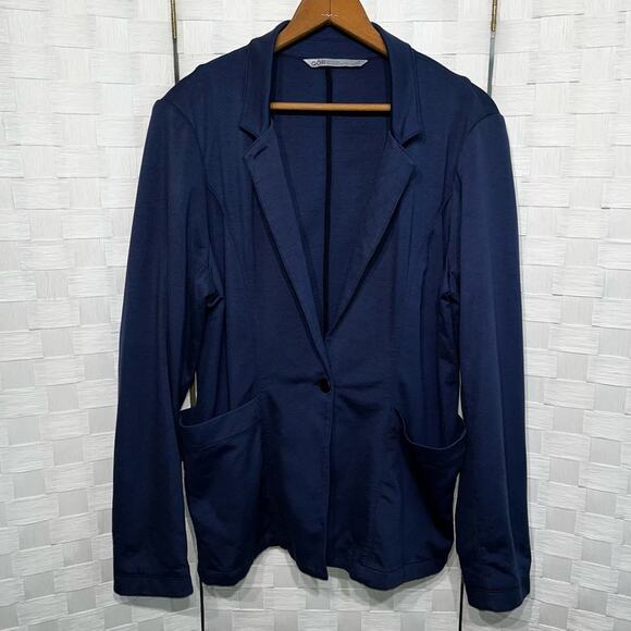 QOR Women’s Travel Blazer Size Large Odor Control Navy Blue Business Casual - Picture 10 of 10